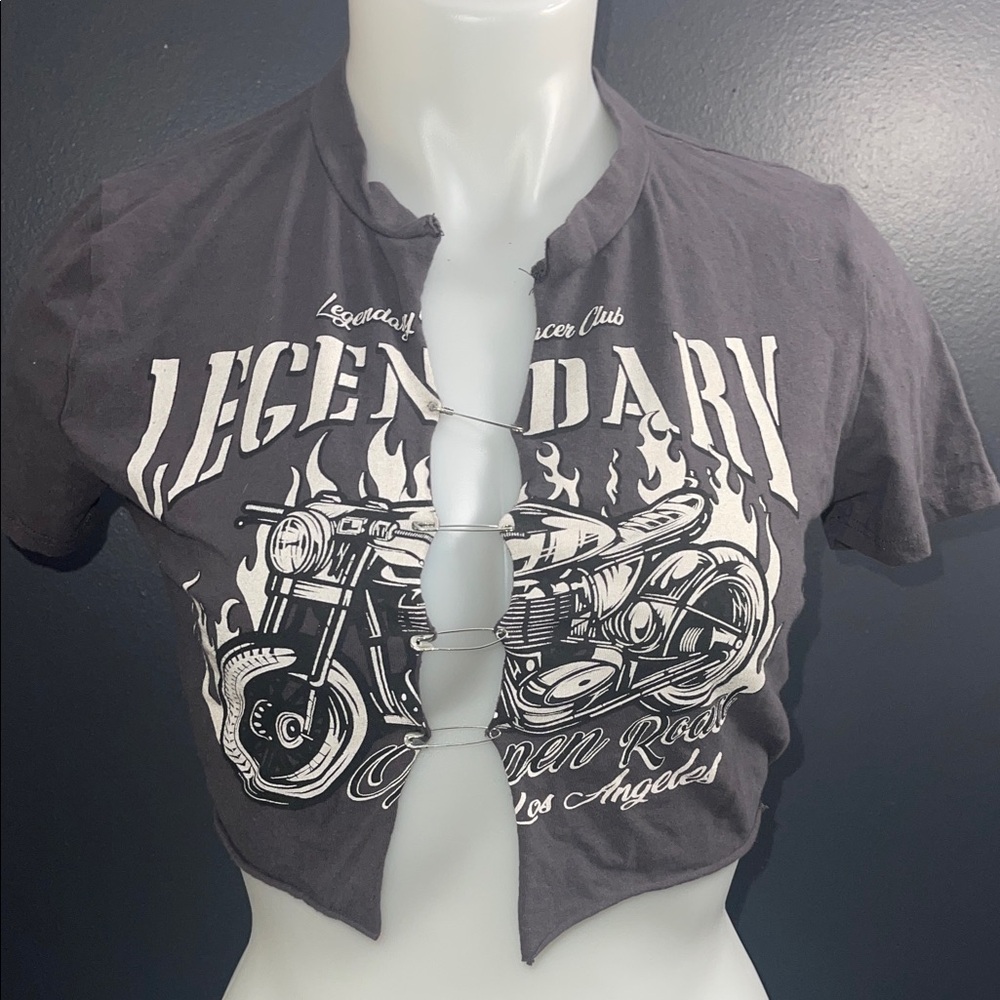 Acer Motorcycle Club Black and White Graphic Top